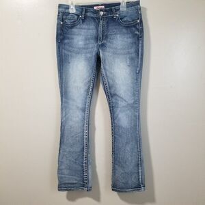 True Luck Jeans size 13/14 Mid Rise Boot Cut Bling